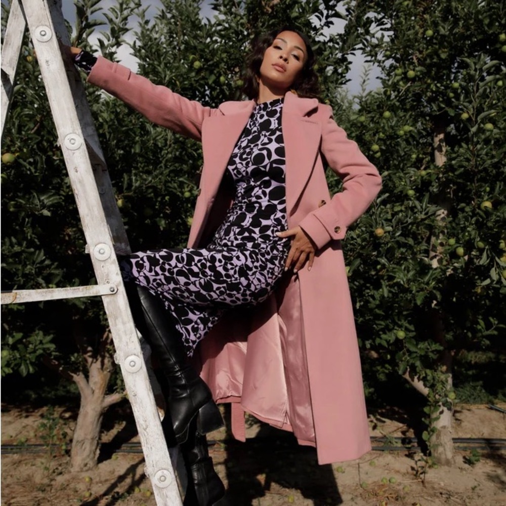 Rachel Parcell Tailored Wool Overcoat - Rose XXS